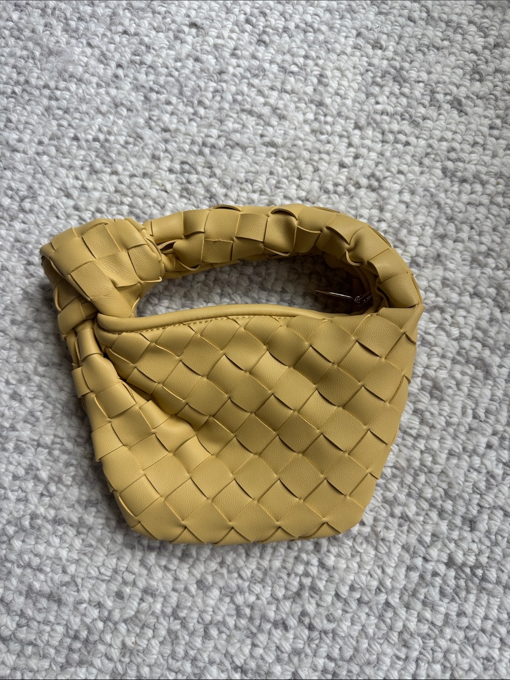 Mini Woven Mini Tote Bag in light yellowish tan